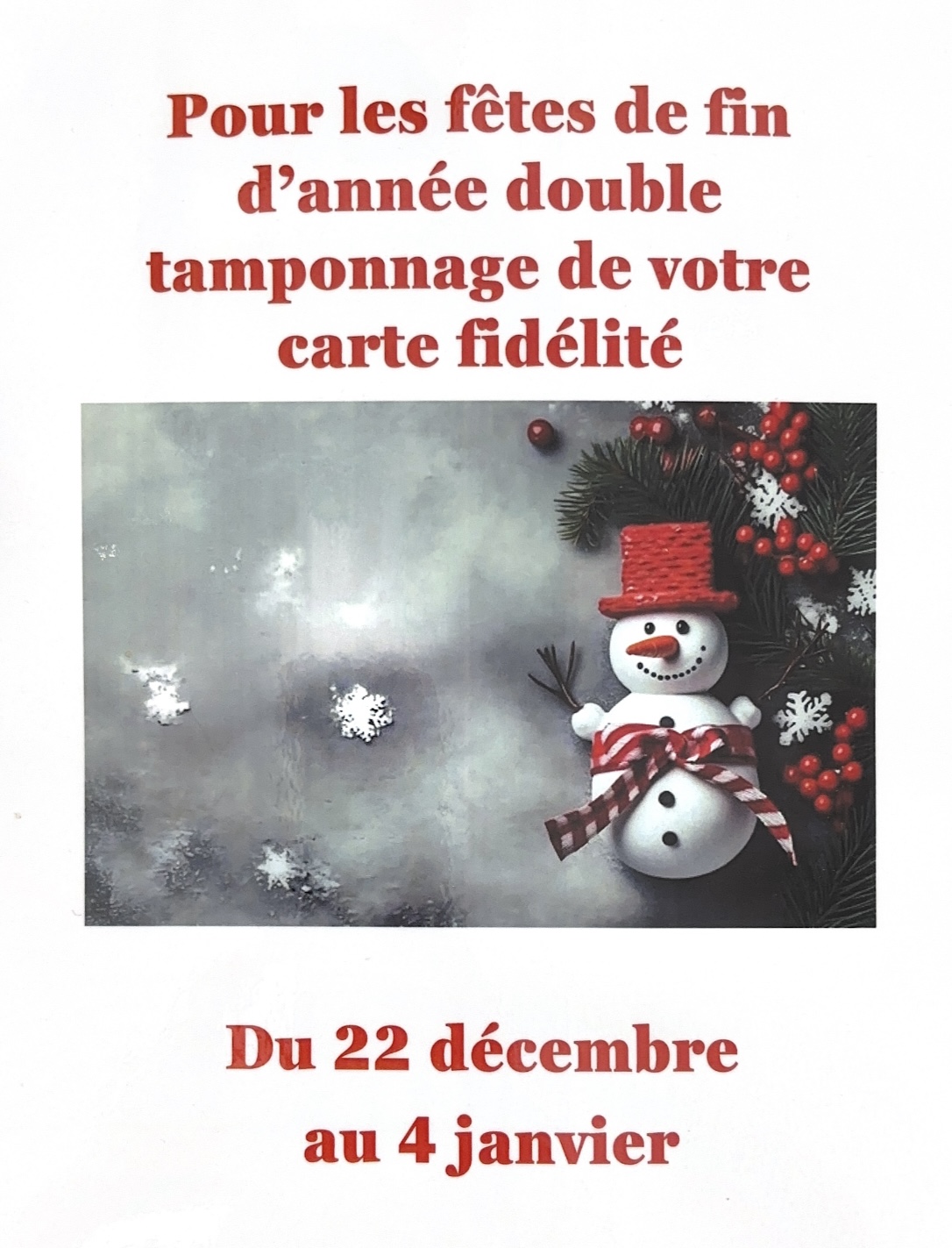 Double tamponnage du 22/12/2025 au 04/01/2026